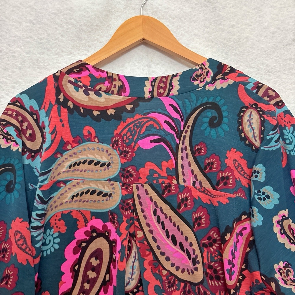 Dear Scarlett Tunic Top XL Bright Pop Art Neon Paisley Stretchy Blouse Flowy - Picture 6 of 8